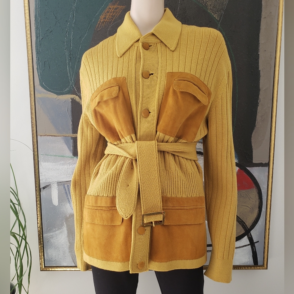 Vintage | Wool Cardigan with Suede Details - Picture 2 of 16